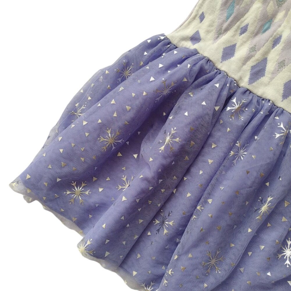 Disney Frozen Girls Sweater Dress M 7-8 Elsa Snowflakes Fairy Skirt Cosplay - Picture 4 of 8